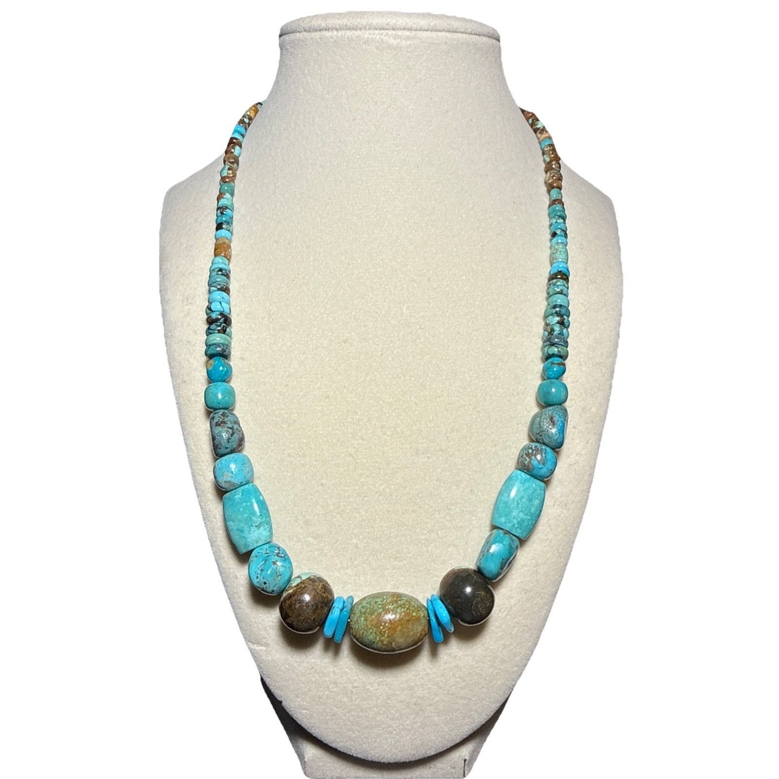 Jay King Mixed Turquoise And Sterling Silver Beaded Chip Necklace J13-17 130$